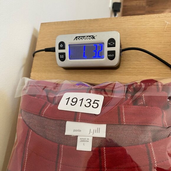 J Jill Dress Womens Large Red Plaid Ponte T Shirt Pockets Short Sleeve Stretch - Picture 10 of 10